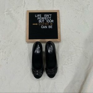 Aerosoles Heelrest Black Peep Toe Pumps